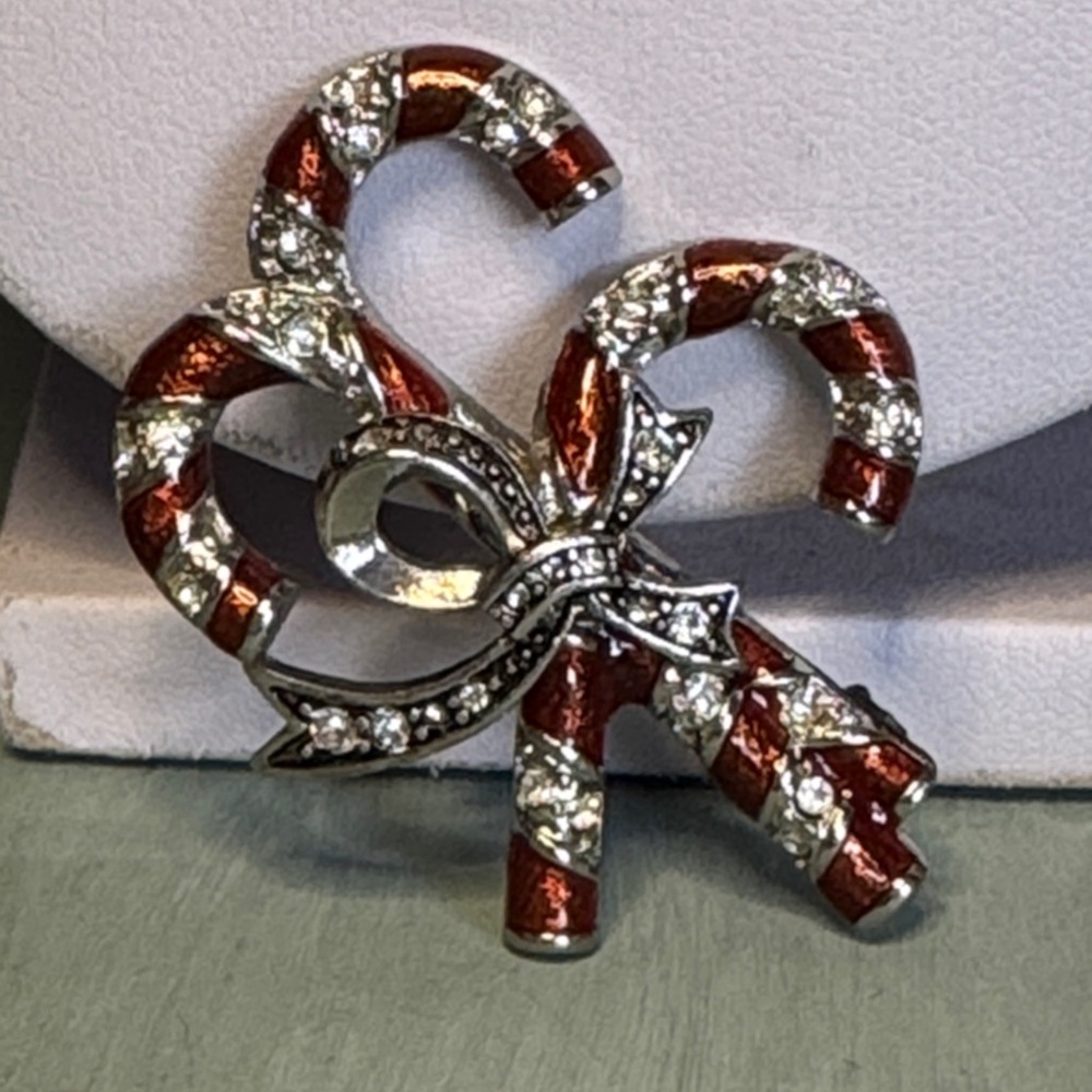 Vintage MONET Candy Cane Brooch